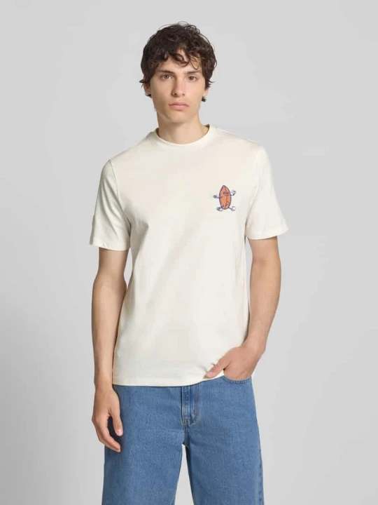 Zdjęcie produktu T-shirt z przeszyciami model 'SUN ISLAND' Blend Biały
