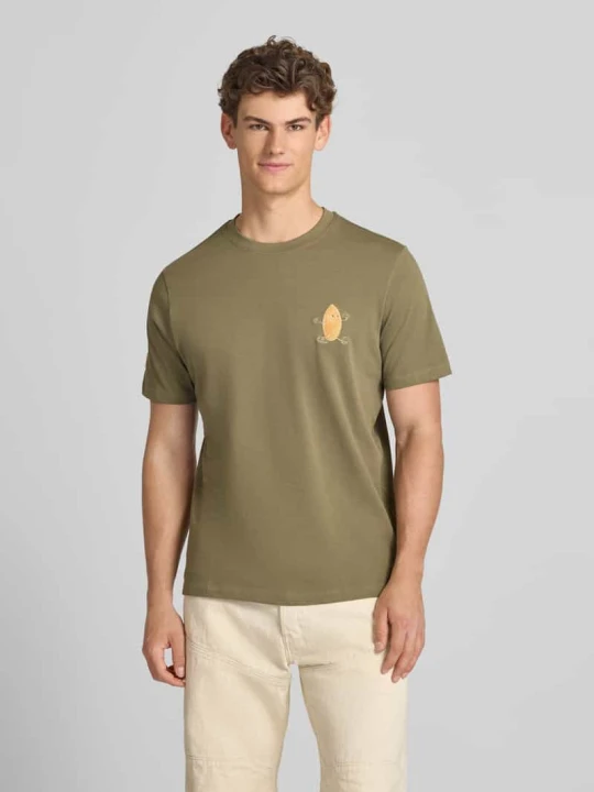 Zdjęcie produktu T-shirt z przeszyciami model 'SUN ISLAND' Blend Oliwkowy