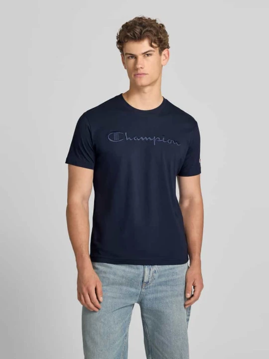 Zdjęcie produktu T-shirt z przeszyciem z logo z okrągłym dekoltem Champion Granatowy