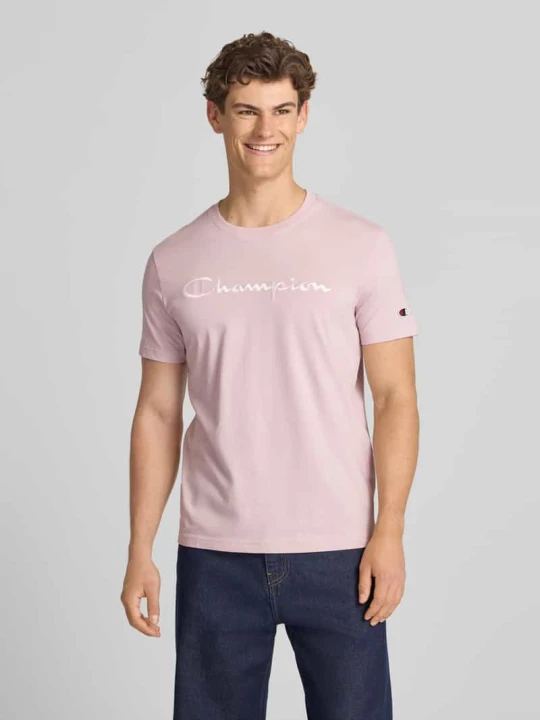 Zdjęcie produktu T-shirt z przeszyciem z logo z okrągłym dekoltem Champion Brudnoróżowy