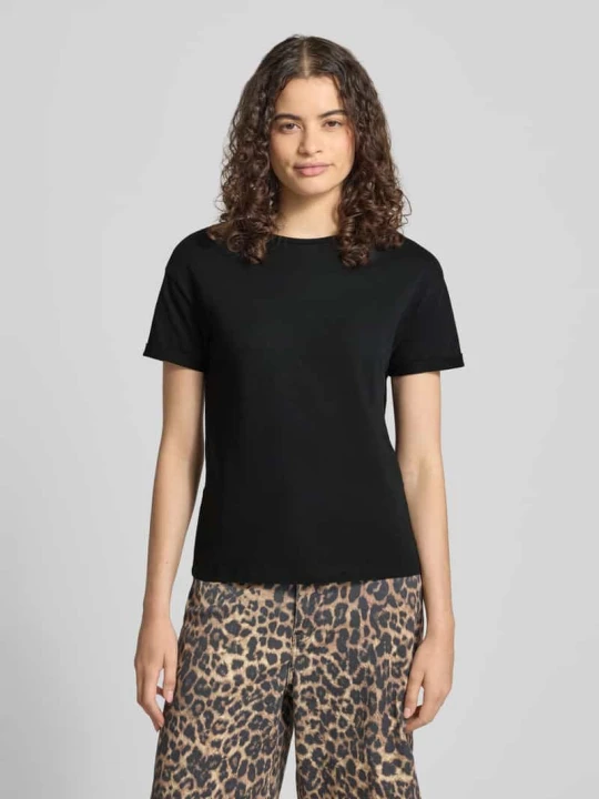 Zdjęcie produktu t-shirt z przymocowaną zakładką na rękawach model 'BRANDY' Noisy May czarny