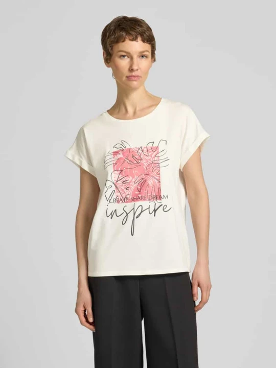 Zdjęcie produktu t-shirt z przyszytą zakładką na rękawach model 'RINA' Soyaconcept Różowy