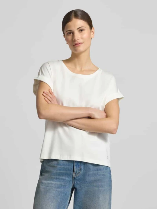 Zdjęcie produktu T-shirt z przyszytym podwinięciem rękawów Monari Écru