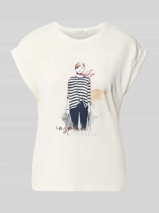 Zdjęcie produktu T-shirt z przyszytymi podwinięciami rękawów Christian Berg Złamany biały