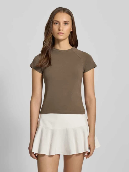 Zdjęcie produktu T-shirt z raglanowymi rękawami model ‘KATINKA’ Noisy May Camel