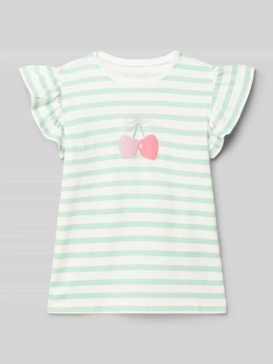 Zdjęcie produktu t-shirt z rękawami-motylkami i nadrukiem z motywem BLUE SEVEN Miętowy