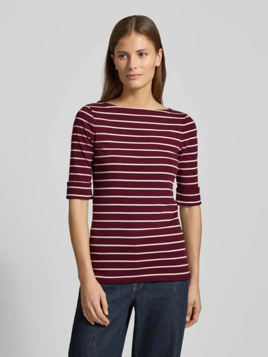 Zdjęcie produktu T-shirt o kroju regular fit z rękawem o dł. 1/2 Model 'JUDY' Lauren Ralph Lauren Ciemnoczerwony