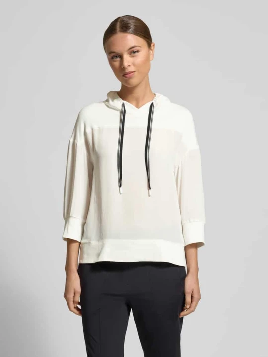 Zdjęcie produktu Bluza z kapturem o kroju relaxed fit z rękawem o dł. 3 / 4 Marc Cain Biały