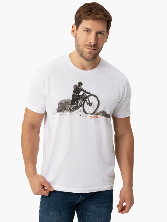 Zdjęcie produktu T-shirt z rowerowym printem, Comfort Fit, T-DAREN Volcano Biały