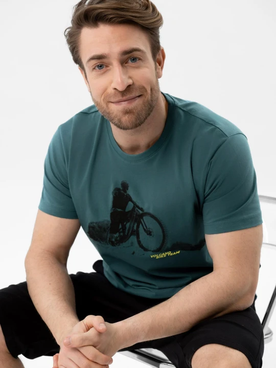Zdjęcie produktu T-shirt z rowerowym printem, Comfort Fit, T-DAREN Volcano Niebieski