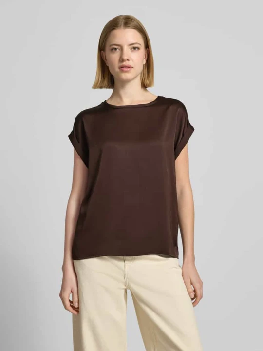 Zdjęcie produktu t-shirt z satyny model 'ELLETTE' Vila Ciemnobrązowy