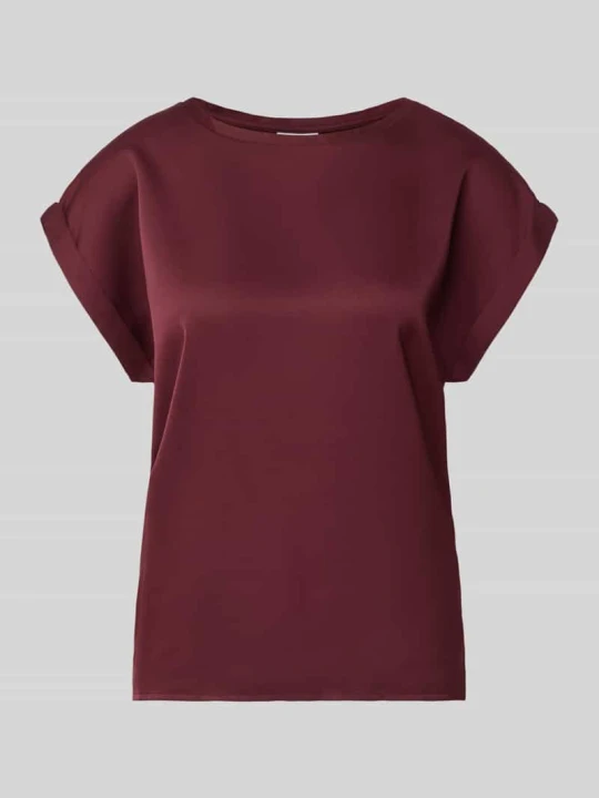 Zdjęcie produktu t-shirt z satyny z okrągłym dekoltem model 'ELLETTE' Vila Bordowy