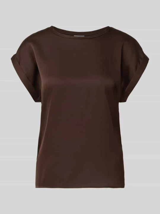 Zdjęcie produktu t-shirt z satyny z okrągłym dekoltem model 'ELLETTE' Vila Ciemnobrązowy