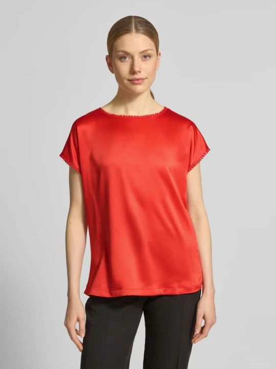 Zdjęcie produktu t-shirt z satyny z szydełkową koronką Christian Berg Czerwony