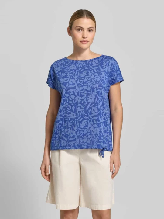 Zdjęcie produktu t-shirt z trokiem przy dole i okrągłym dekoltem Betty Barclay Królewski niebieski