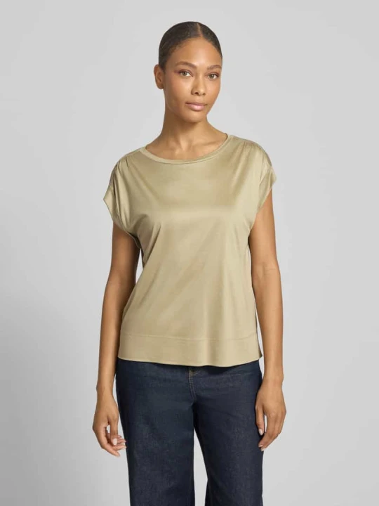 Zdjęcie produktu T-shirt z utrwaloną zakładką na rękawach model 'Sosilla' Opus Oliwkowy