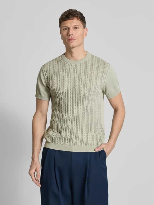 Zdjęcie produktu T-shirt z warkoczowym wzorem lindbergh Zielony