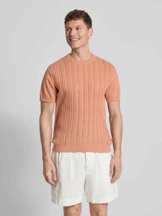 Zdjęcie produktu T-shirt z warkoczowym wzorem lindbergh Koralowy