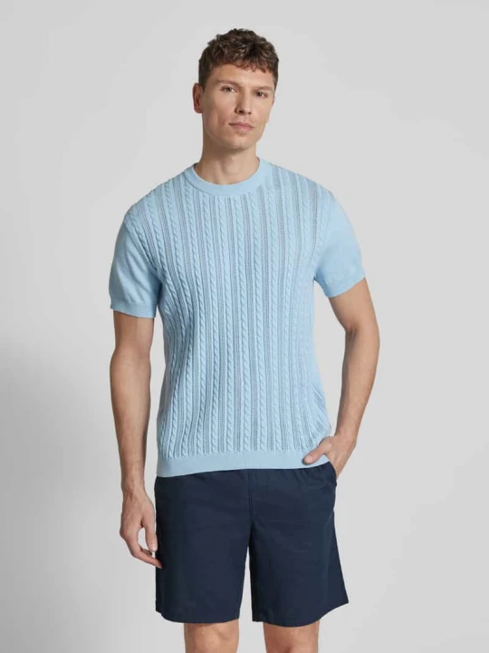 Zdjęcie produktu T-shirt z warkoczowym wzorem lindbergh Jasnoniebieski