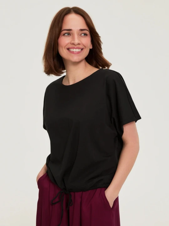 Zdjęcie produktu T-shirt z wiązaniem czarny Moodo