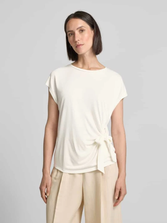Zdjęcie produktu T-shirt z wiązanym detalem Oui Złamany biały