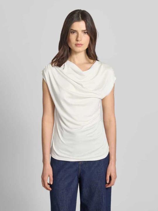 Zdjęcie produktu T-shirt z wiskozy z marszczeniami comma Biały