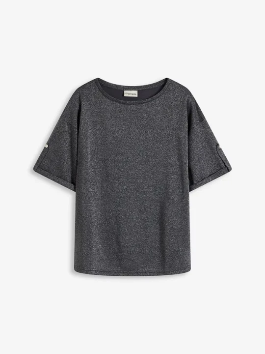 Zdjęcie produktu T-shirt z wiskozy z połyskującym nadrukiem BonPrix szary