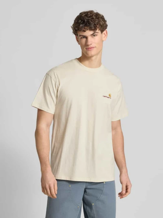 Zdjęcie produktu T-shirt z Wyhaftowane logo i Okrągły dekolt Carhartt WIP Écru
