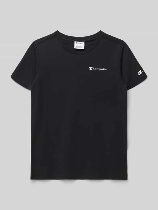 Zdjęcie produktu T-shirt z Wyhaftowane logo i Okrągły dekolt Champion Czarny