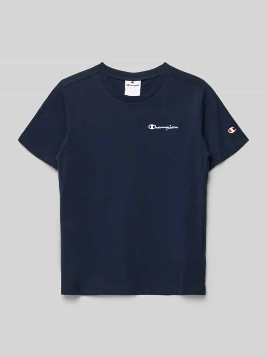 Zdjęcie produktu T-shirt z Wyhaftowane logo i Okrągły dekolt Champion Granatowy