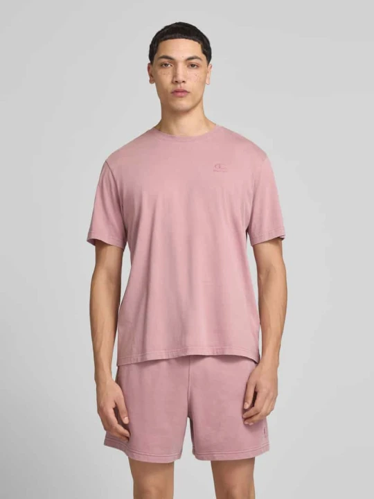 Zdjęcie produktu T-shirt z Wyhaftowane logo i Okrągły dekolt Champion Brudnoróżowy