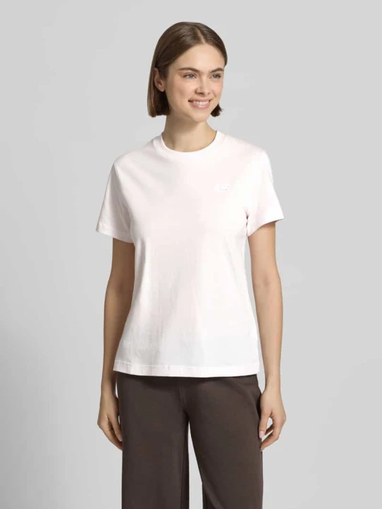 Zdjęcie produktu T-shirt z Wyhaftowane logo i Okrągły dekolt New Balance Jasnoróżowy