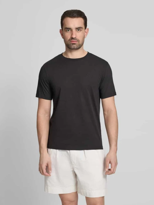 Zdjęcie produktu T-shirt z Wyhaftowane logo i Okrągły dekolt Scotch & Soda Czarny