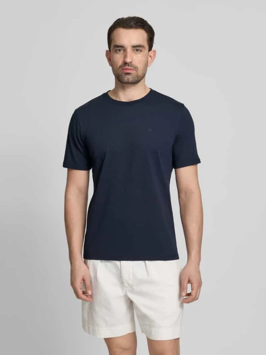 Zdjęcie produktu T-shirt z Wyhaftowane logo i Okrągły dekolt Scotch & Soda Granatowy