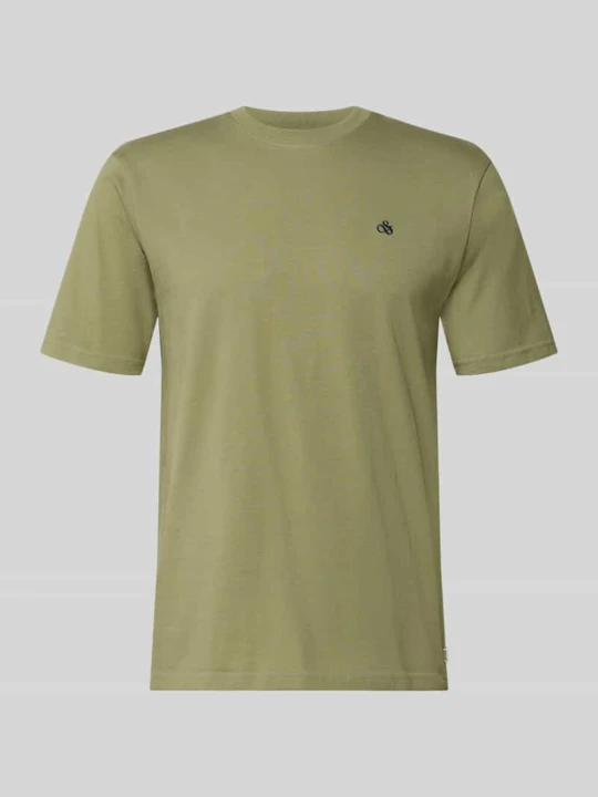 Zdjęcie produktu T-shirt z Wyhaftowane logo i Okrągły dekolt Scotch & Soda Trawiasty zielony