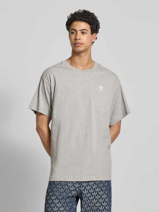 Zdjęcie produktu T-shirt z wyhaftowanym logo adidas Originals Jasnoszary melanż