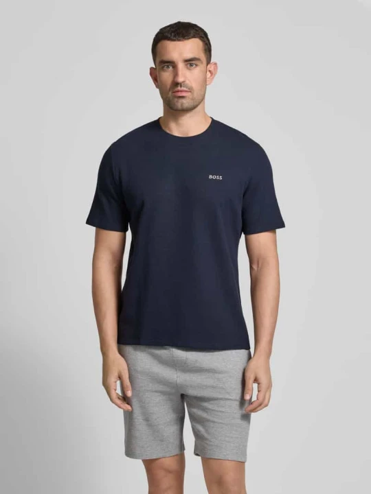 Zdjęcie produktu T-shirt z wyhaftowanym logo Boss Granatowy