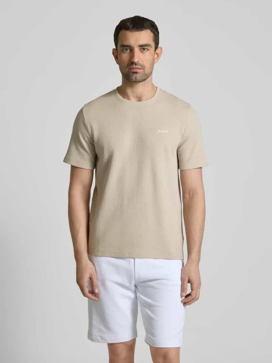 Zdjęcie produktu T-shirt z wyhaftowanym logo Boss Beżowy