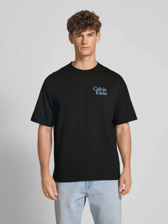 Zdjęcie produktu T-shirt z wyhaftowanym logo Calvin Klein Jeans Czarny