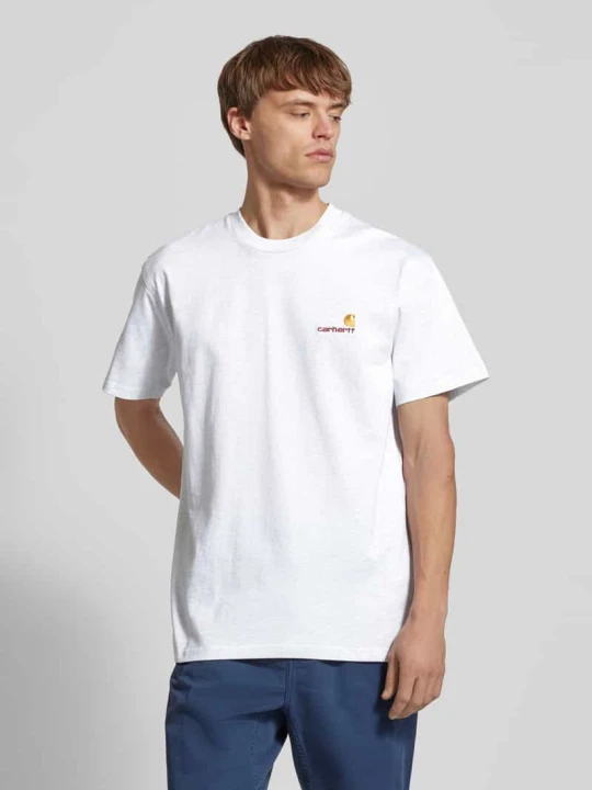 Zdjęcie produktu T-shirt z wyhaftowanym logo Carhartt WIP Jasnoszary melanż