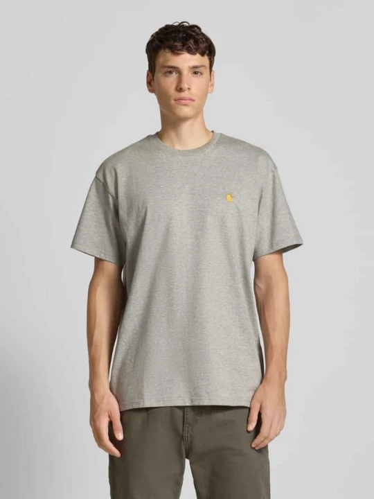 Zdjęcie produktu T-shirt z wyhaftowanym logo Carhartt WIP Jasnoszary melanż
