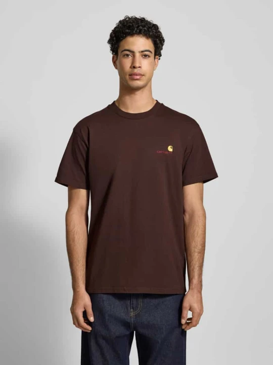 Zdjęcie produktu T-shirt z wyhaftowanym logo Carhartt WIP Ciemnoczerwony