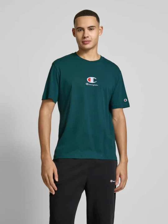 Zdjęcie produktu T-shirt z wyhaftowanym logo Champion Ciemnozielony