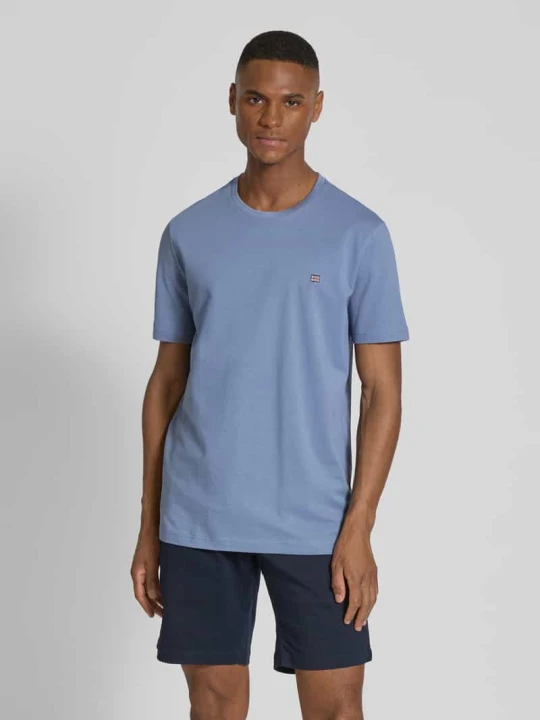 Zdjęcie produktu T-shirt z wyhaftowanym logo Christian Berg Jeansowy niebieski