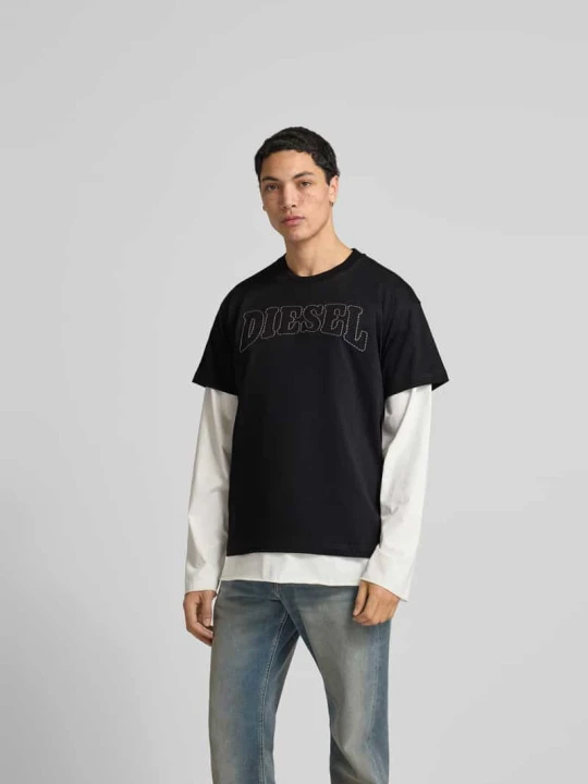 Zdjęcie produktu t-shirt z wyhaftowanym logo Diesel Czarny