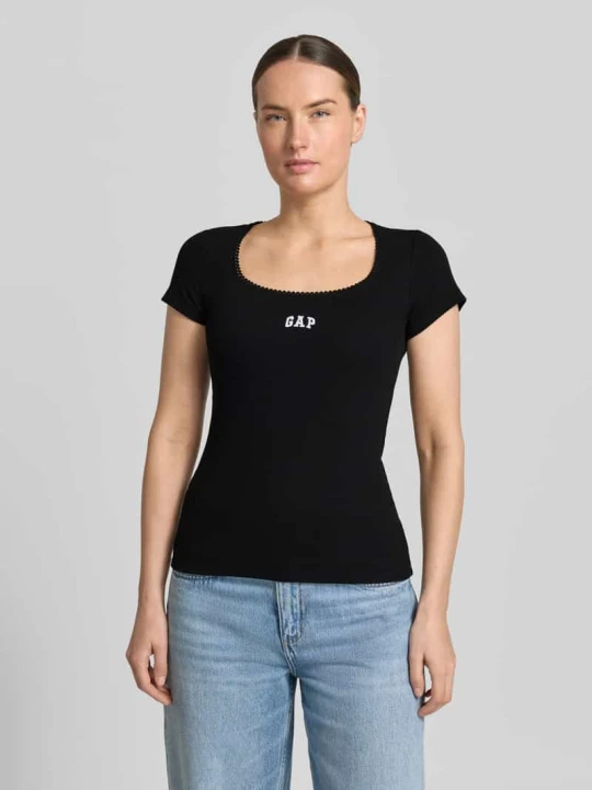 Zdjęcie produktu t-shirt z wyhaftowanym logo GAP Czarny