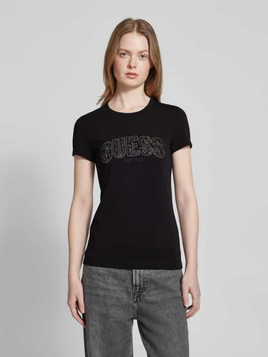 Zdjęcie produktu T-shirt z wyhaftowanym logo Guess Czarny