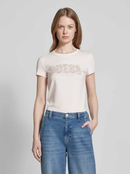 Zdjęcie produktu T-shirt z wyhaftowanym logo Guess Różowy
