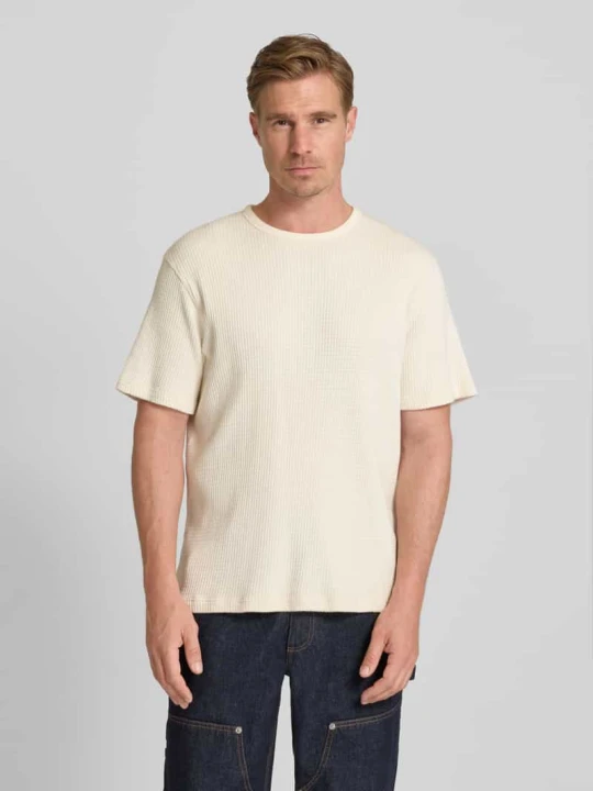 Zdjęcie produktu T-shirt z wyhaftowanym logo i okrągłym dekoltem Forét Złamany biały