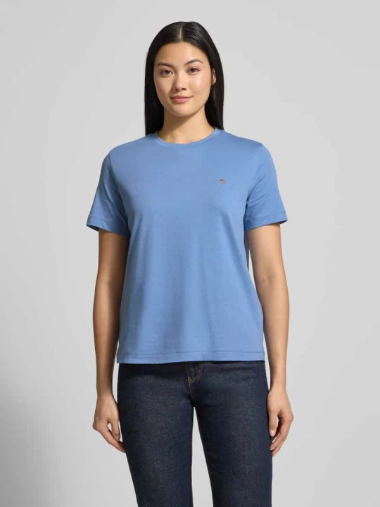 Zdjęcie produktu T-shirt z Wyhaftowane logo i Okrągły dekolt Gant Jasnoniebieski